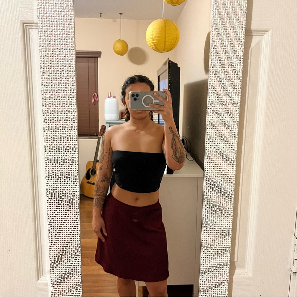 Satin Burgundy Skirt